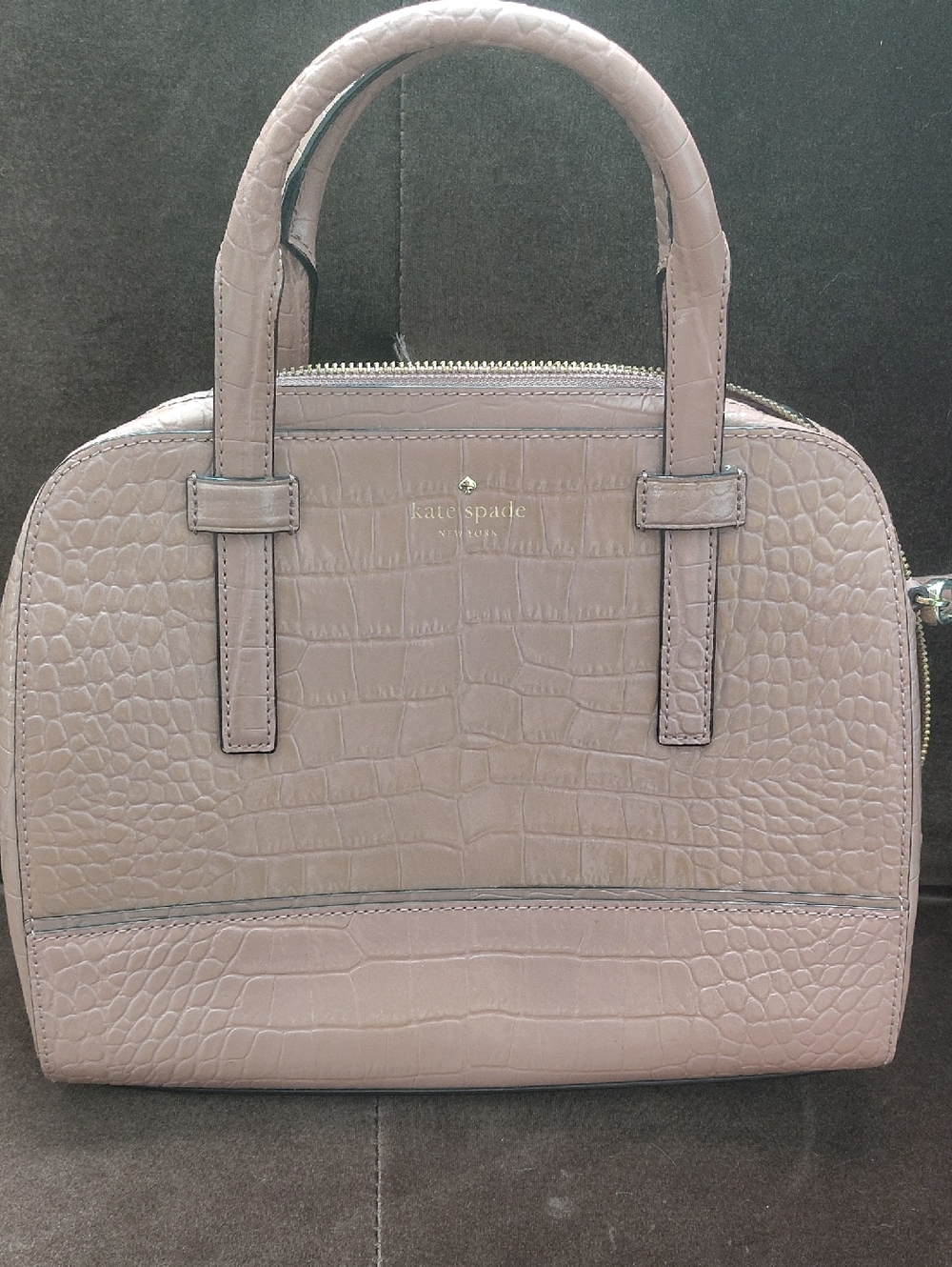 kate spade Croc-Embossed Dome Satchel in Mauve Taupe